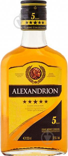 Міцний алкогольний напій ALEXANDRION 5 зірок 37.5% (5942122000252) 0,2 л - фото 1