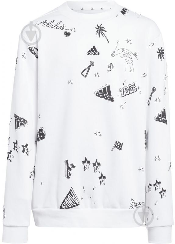 Джемпер Adidas Brand Love Allover Print IA1575 р.140 білий - фото 1