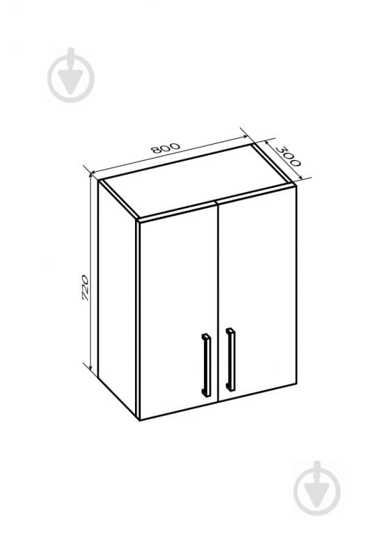 Шкаф верхний распашной 800x720x300 мм белая аляска - фото 3