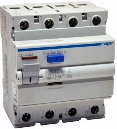 Устройство защитного отключения Hager 4р тип A 40A/30mA CD440J - фото 1