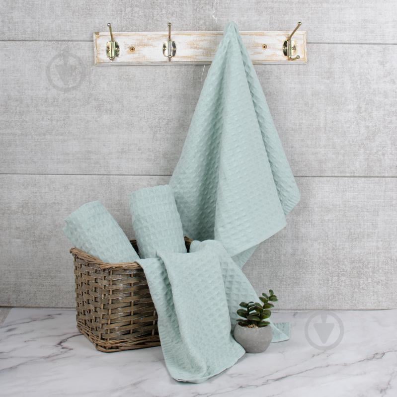 Рушник вафельний 40x60 см бірюзовий - фото 1 Рушник вафельний 40x60 см бірюзовий - фото 1