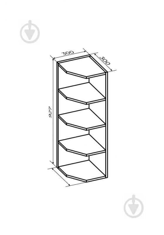 Шкаф верхний открытый угловой 300x927x300 мм белая аляска - фото 2