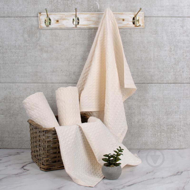 Рушник вафельний 40x60 см молочний - фото 1 Рушник вафельний 40x60 см молочний - фото 1