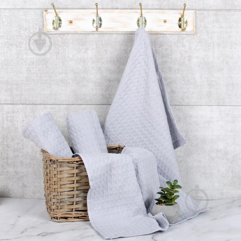 Рушник вафельний 40x60 см сірий - фото 1 Рушник вафельний 40x60 см сірий - фото 1