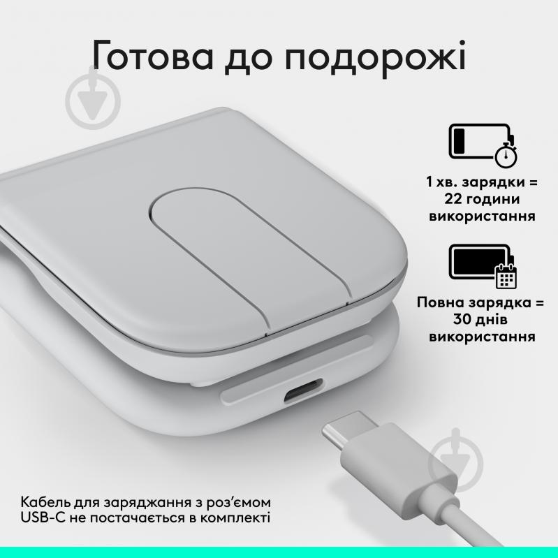 Мышка беспроводная Logitech Mobi Fold Wireless Mouse OFF White BT (910-007631) - фото 3 Мышка беспроводная Logitech Mobi Fold Wireless Mouse OFF White BT (910-007631) - фото 3