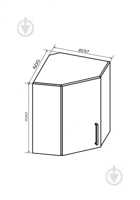 Шафа верхня кутова трапеція 600x720x600 мм біла аляска - фото 2