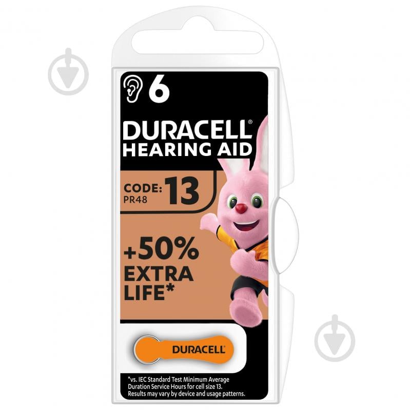 Батарейка Duracell для слухових апаратів PR48 6 шт. - фото 1