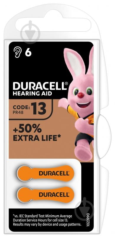 Батарейка Duracell для слухових апаратів PR48 6 шт. - фото 2