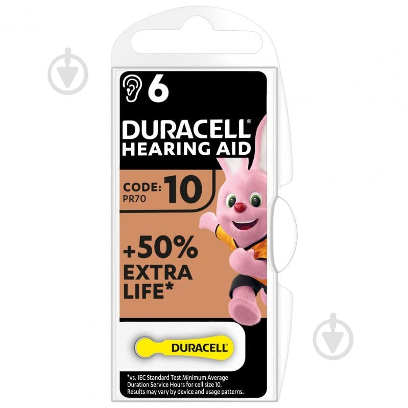 Батарейка Duracell для слухового аппарата PR48 6 шт. - фото 1