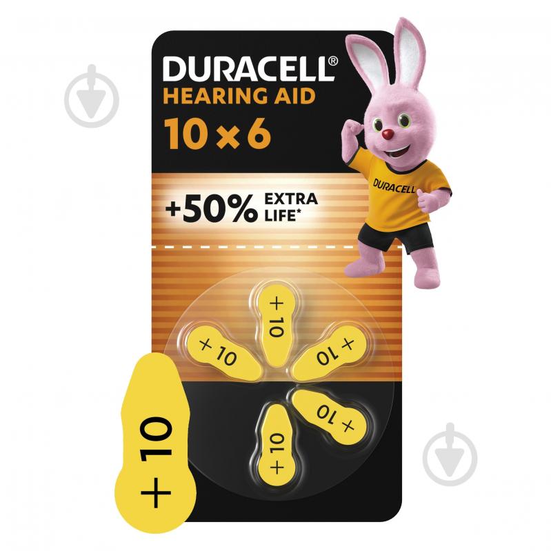 Батарейка Duracell для слухового аппарата размер 10 PR70 6 шт. - фото 1
