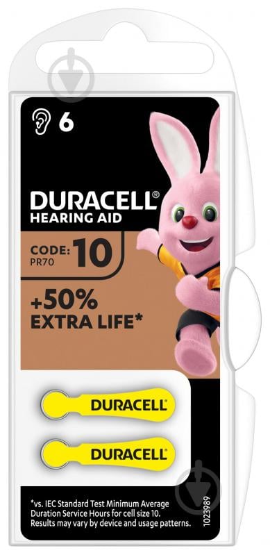 Батарейка Duracell для слухового аппарата PR48 6 шт. - фото 2