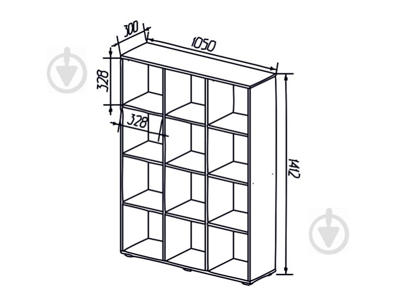 Стелаж ЛДСП DC дуб сонома 1412x1049x301 мм полиця 12 шт. - фото 2