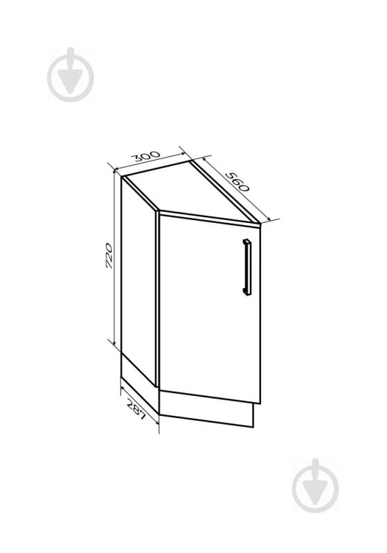 Тумба угловая завершающая 300x820x560 мм белый (НСКУ 30/82/56 Білий ) - фото 2