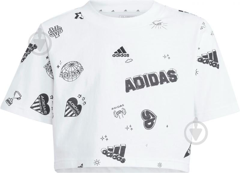 Футболка Adidas Brand Love Crop IA1581 р.152 білий - фото 1