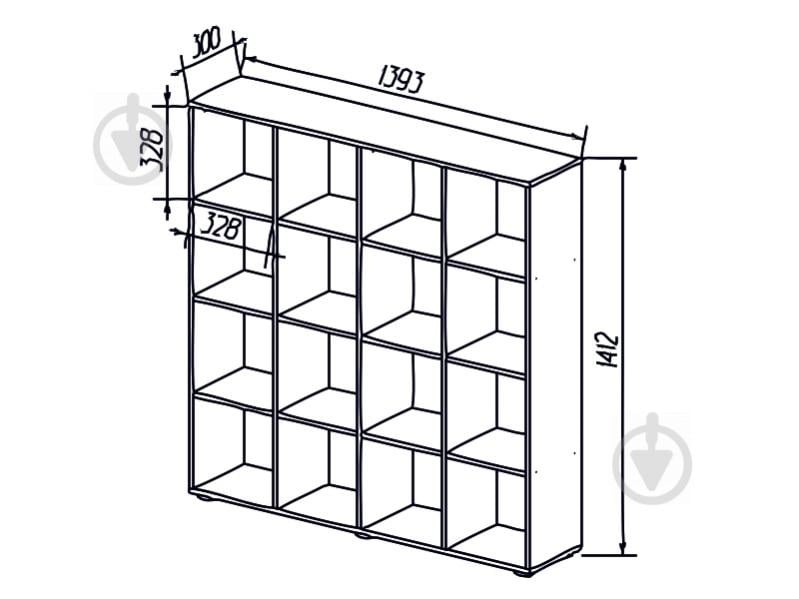 Стеллаж ЛДСП DC кантри 1412x1393x301 мм полка 16 шт. - фото 2