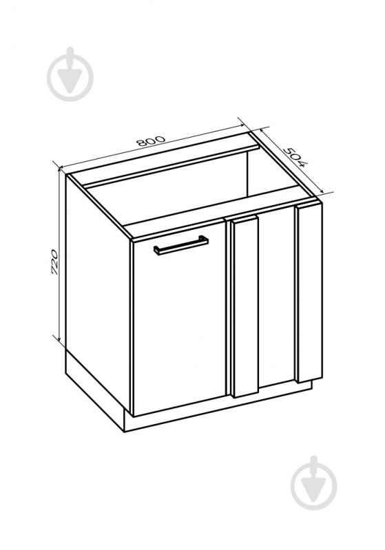 Тумба кутова під мийку (щит) 800x820x504 мм білий (НСЩм 80/82 Білий ) - фото 2
