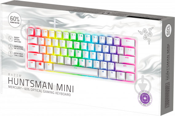 Клавіатура ігрова Razer Huntsman mini Mercury Edition Purple Switch ENG (RZ03-03390300-R3M1) white - фото 8