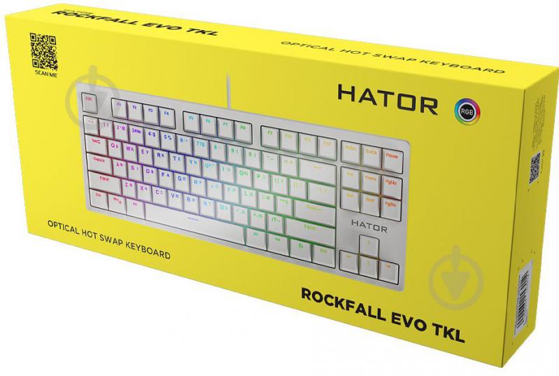 Клавиатура Hator Rockfall EVO TKL Kailh Optical ENG/UKR/RUS (HTK-631) white - фото 6