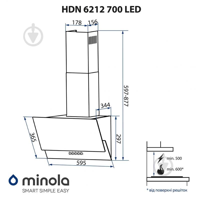 Вытяжка Minola HDN 6212 BL 700 LED - фото 12