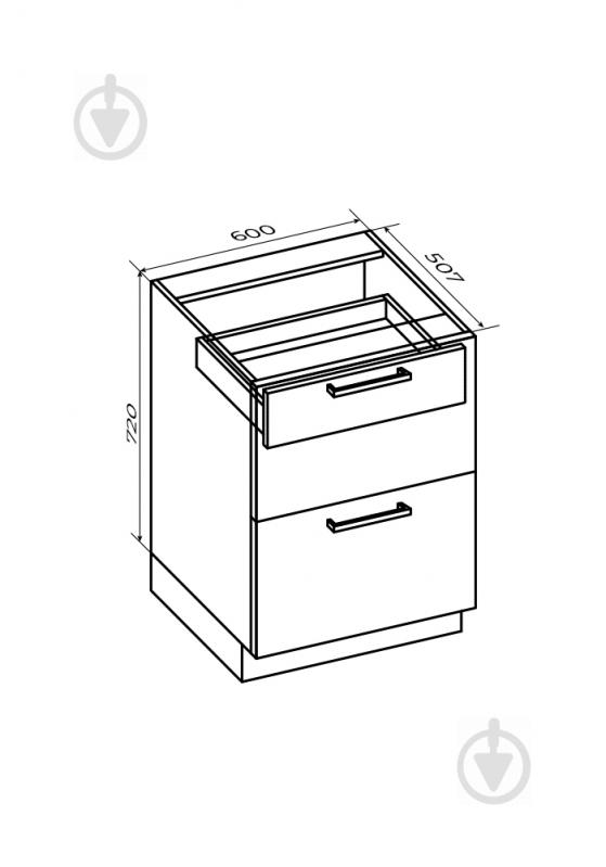 Тумба с 2-мя тандембоксами + скрытый ящик Hettich 600x820x507 мм белый (НСяп2 60/82 Білий ) - фото 2