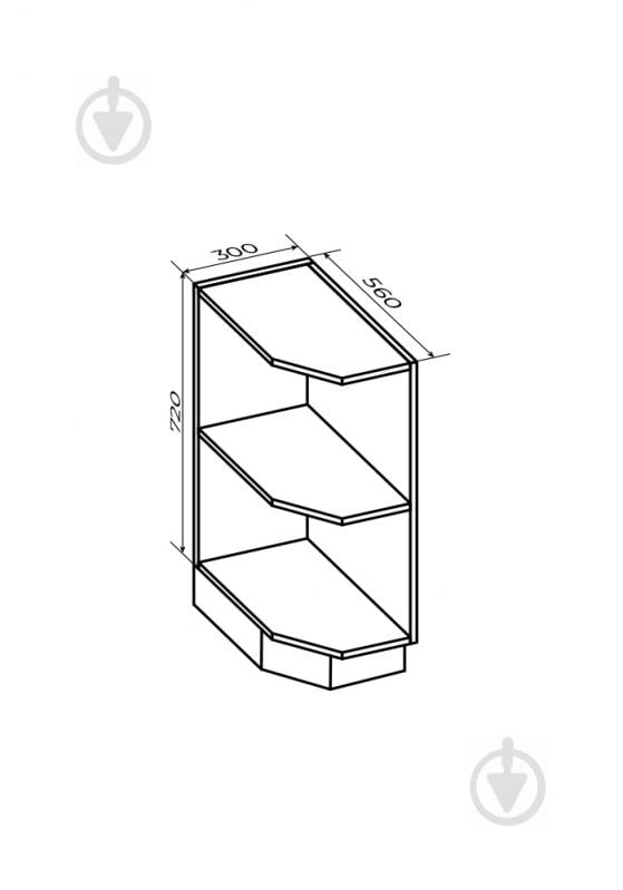 Тумба угловая открытая 300x820x560 мм белый (НСС 30/82 Білий ) - фото 2