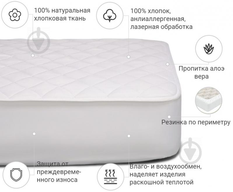 Наматрасник MirSon 952 Natural Line Стандарт Eco Aloe Vera обычный с резинкой по периметру 26х80x190 см 2200000834843 - фото 2