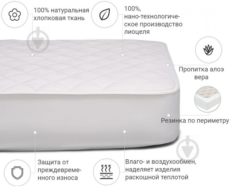 Наматрацник MirSon Natural Line Стандарт Tencel Aloe Vera 982 звичайний з резинкою по периметру 26х80x190 см 2200000835147 - фото 2