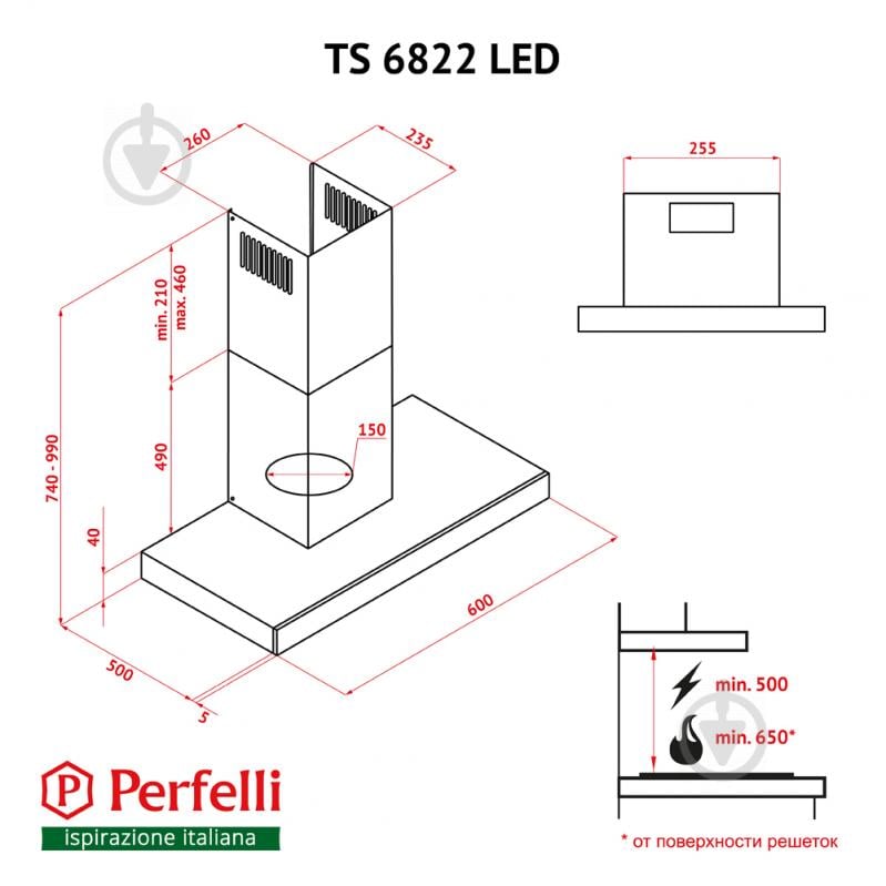 Вытяжка Perfelli TS 6822 I/BL LED - фото 15