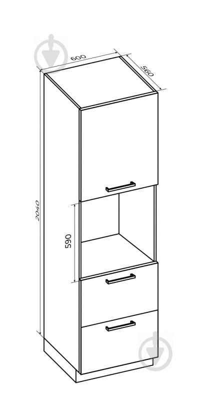 Шафа під духовку з 2 тандембоксами Hettich 600x2140x560 мм біла аляска - фото 3