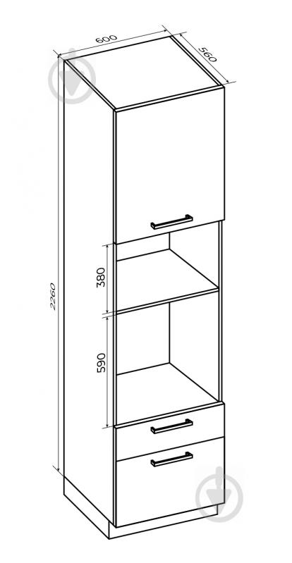 Шафа під духовку та мікрохвильовку з 2 тандембоксами Hettich 600x2360x560 мм біла аляска - фото 3