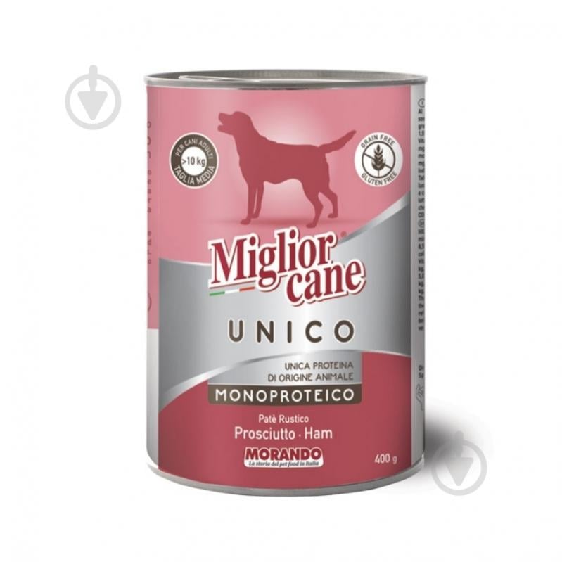 Корм влажный Morando Migliorcane UNICO Rustic прошутто 400 г - фото 1 Корм влажный Morando Migliorcane UNICO Rustic прошутто 400 г - фото 1