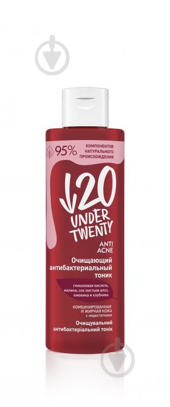 Тонік для обличчя Lirene Under Twenty Очищувальний антибактеріальний для змішаної та жирної шкіри 200 мл - фото 1