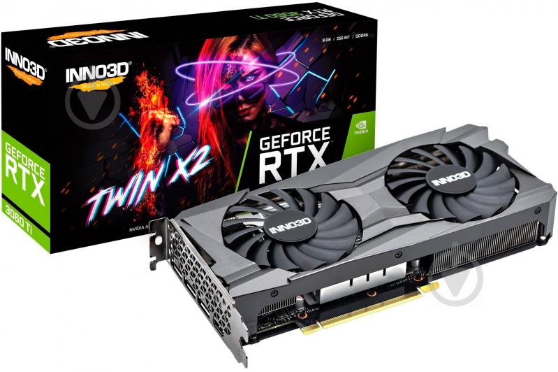 Видеокарта Inno3D GeForce RTX 3060 Ti Twin X2 LHR 8GB GDDR6 256bit (N306T2-08D6-119032AH) - фото 1