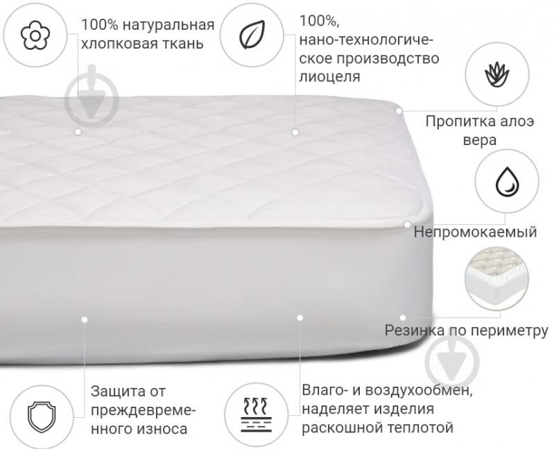 Наматрацник MirSon Natural Line Стандарт Tencel Aloe Vera 985 водонепроникний з резинкою по периметру 26х120x190 см - фото 2