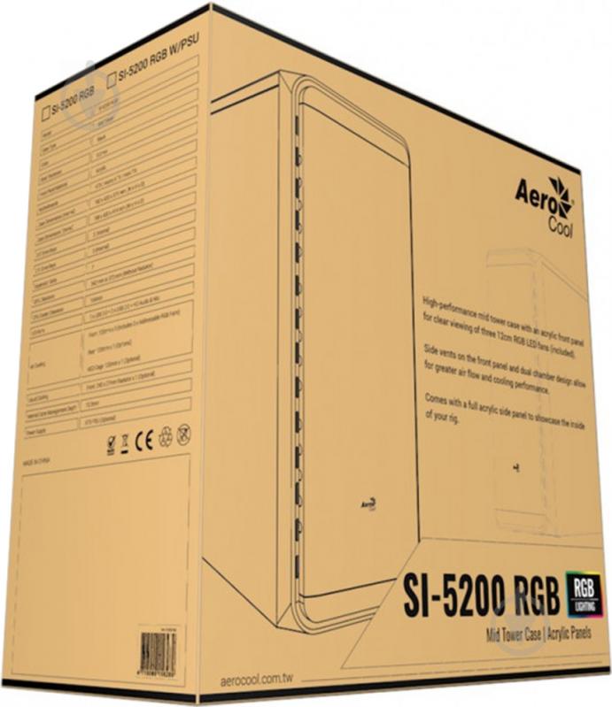 Корпус AeroCool SI-5200 RGB ARGB Tempered Glass Black (SI-5200 RGB) - фото 11