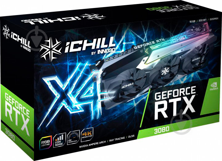 Видеокарта Inno3D GeForce RTX 3080 iChill X4 LHR 10GB GDDR6X 320bit (C30804-106XX-1810VA36H) - фото 14