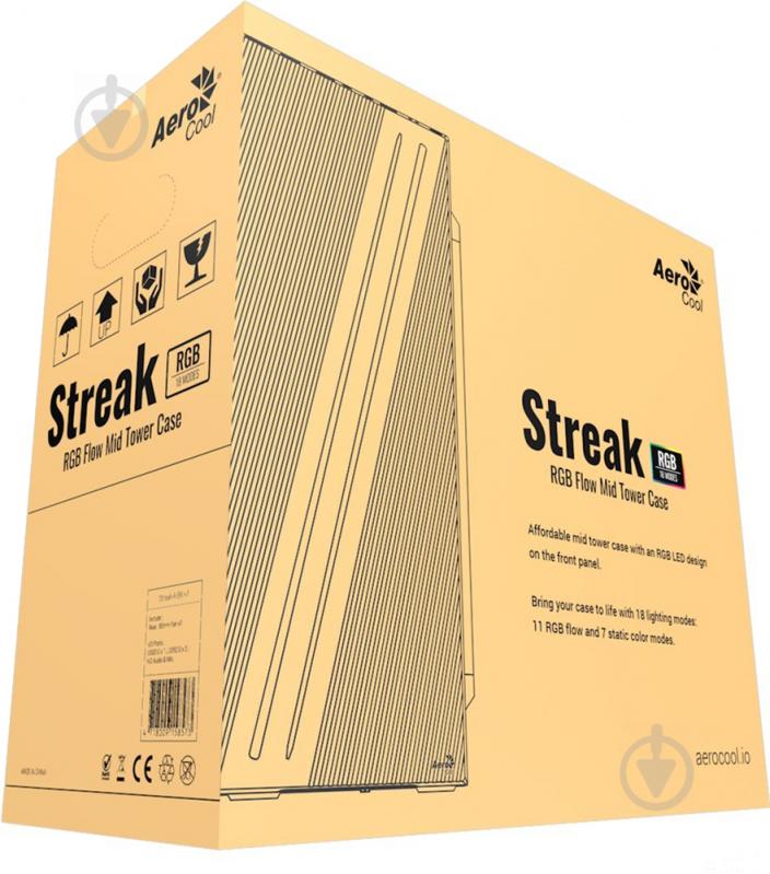 Корпус AeroCool Streak RGB Acrylic Side Panel Black (Streak-A-BK-v1) - фото 12