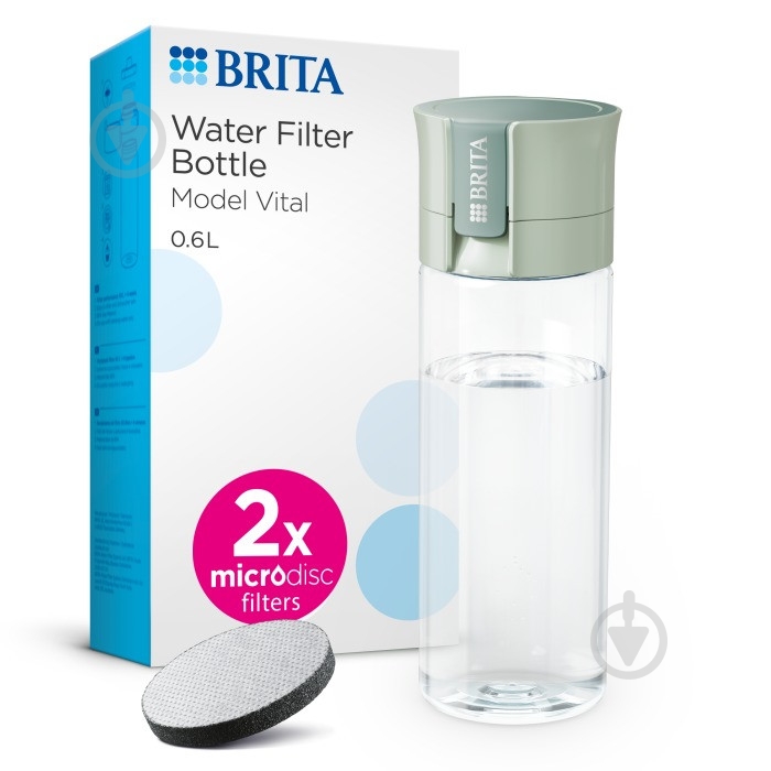 Фильтр-бутылка BRITA Vital 600 мл зеленая (1052263) - фото 1 Фильтр-бутылка BRITA Vital 600 мл зеленая (1052263) - фото 1