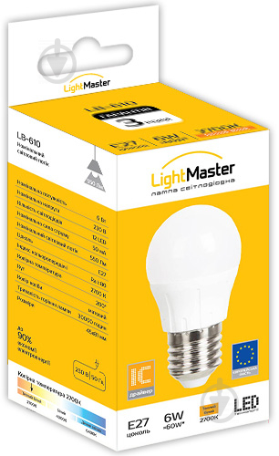 Лампа светодиодная LightMaster LB-610 6 Вт G45 матовая E27 220 В 2700 К - фото 4