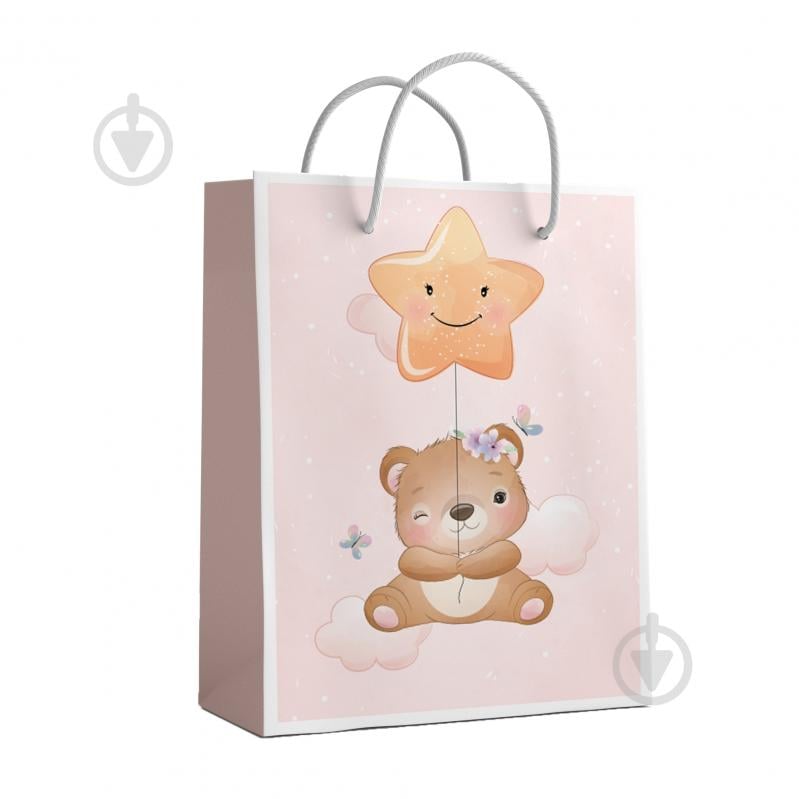 Пакет подарунковий M 17,5x23x10 cм Ведмедик і зірочка Львівська Мануфактура Друку - фото 1