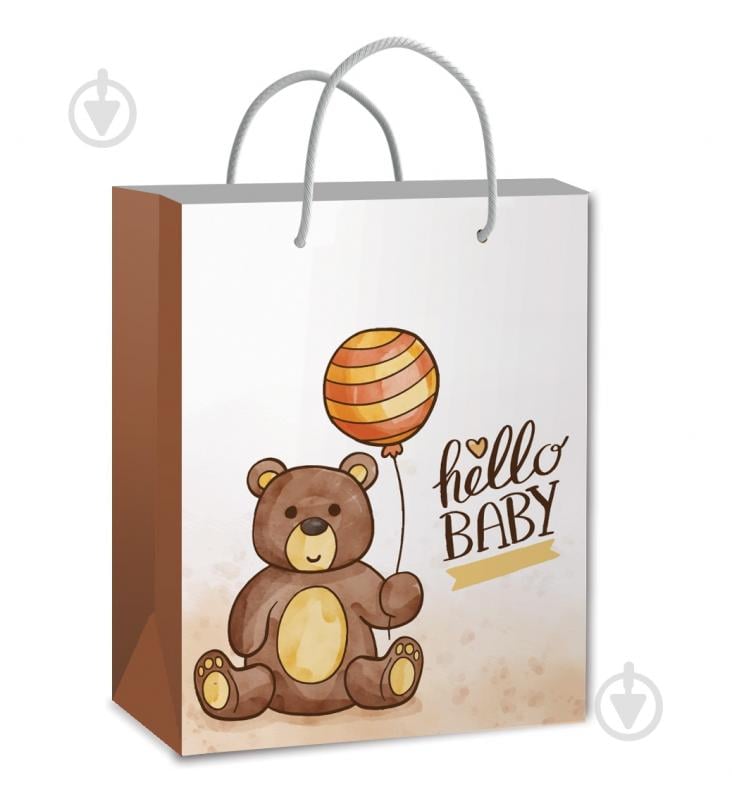 Пакет подарунковий M 17,5x23x10 cм Ведмедик з кулькою Львівська Мануфактура Друку - фото 1 Пакет подарунковий M 17,5x23x10 cм Ведмедик з кулькою Львівська Мануфактура Друку - фото 1