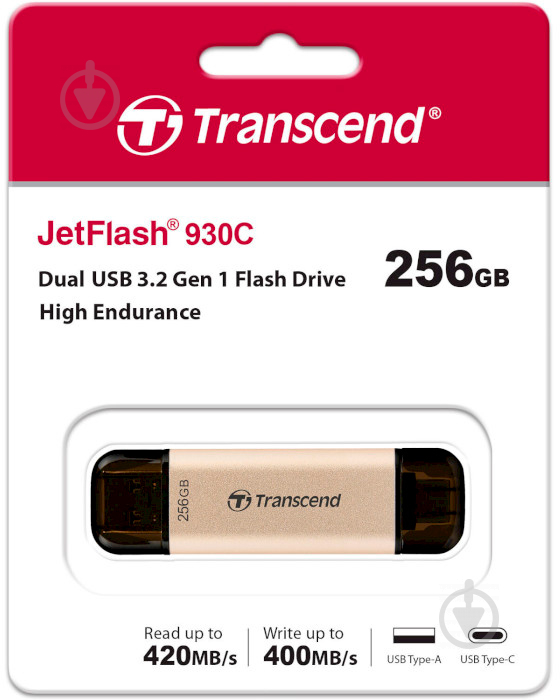 Флеш-память USB Transcend 930C USB 3.2 / Type-C 256 ГБ gold (TS256GJF930C) - фото 9