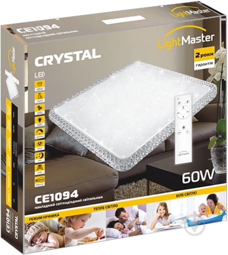 Світильник світлодіодний LightMaster Crystal с пультом ДУ 60 Вт білий 2700-6400 К CE1094 - фото 4