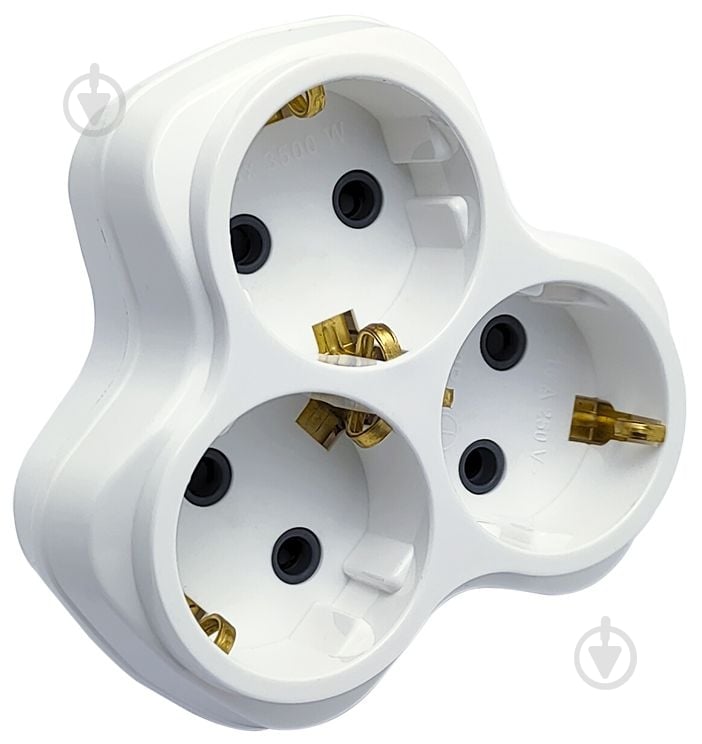 Тройник ТЕССО с заземлением 3 гн. белый 7004 - фото 1 Тройник ТЕССО с заземлением 3 гн. белый 7004 - фото 1