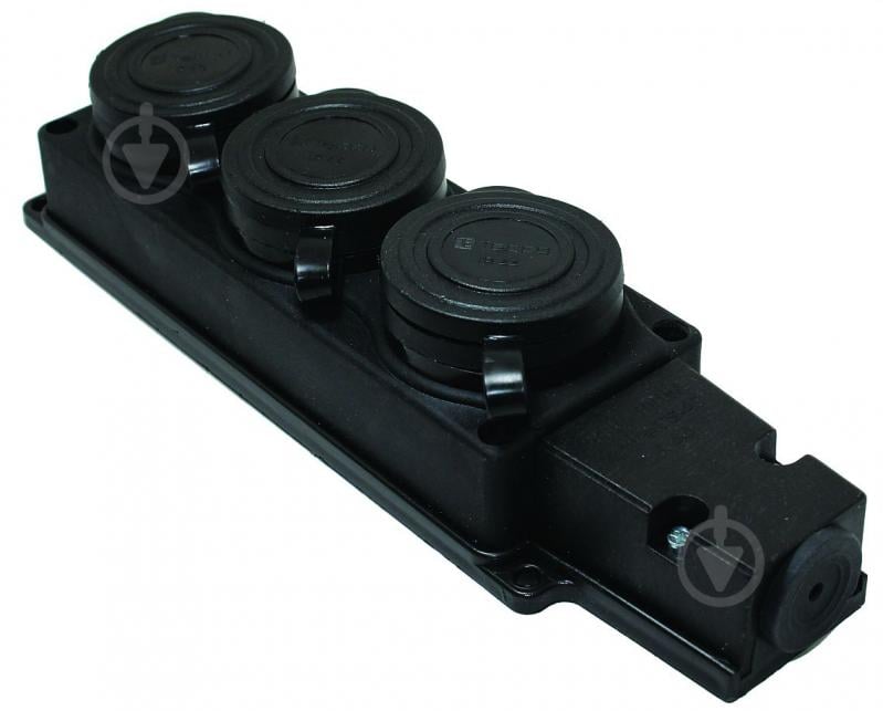 Колодка ТЕССО серія каучук із заземленням 3 гн. без вимикача 02 чорний 107 300 00 - фото 1 Колодка ТЕССО серія каучук із заземленням 3 гн. без вимикача 02 чорний 107 300 00 - фото 1