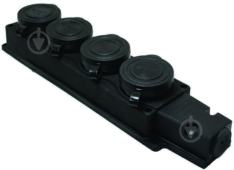 Колодка ТЕССО серія каучук із заземленням 4 гн. без вимикача 02 чорний 107 400 00 - фото 1 Колодка ТЕССО серія каучук із заземленням 4 гн. без вимикача 02 чорний 107 400 00 - фото 1