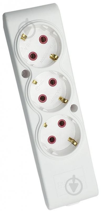 Колодка ТЕССО біла із заземленням 3 гн. без вимикача 102 301 00 - фото 1 Колодка ТЕССО біла із заземленням 3 гн. без вимикача 102 301 00 - фото 1