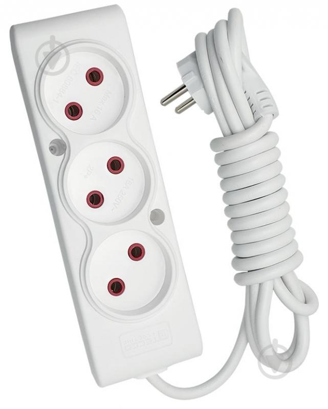 Удлинитель ТЕССО без заземления 3 гн. белый 5 м 102 300 05 - фото 1