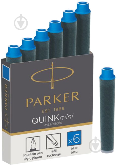 ᐉ Набор картриджей Quink Mini синий 79842 Parker 6 шт. • Купить в Киеве ...