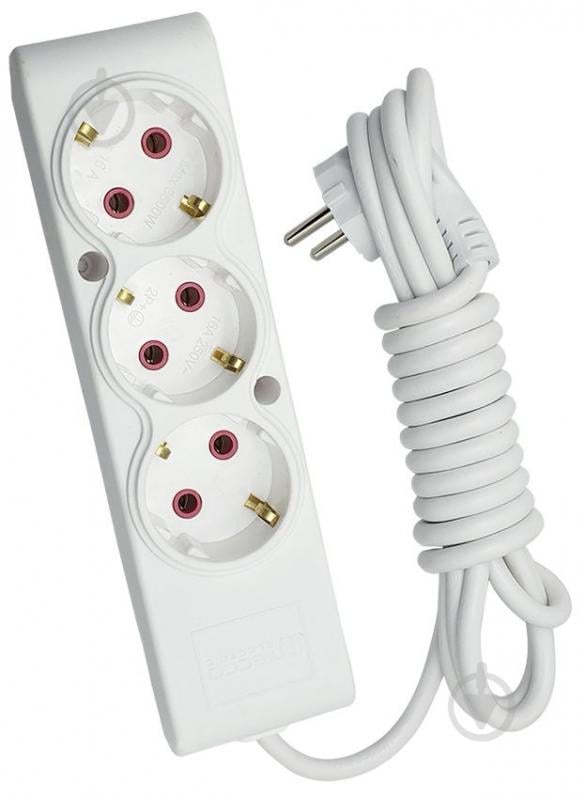 Подовжувач ТЕССО із заземленням 3 гн. білий 5 м 102 301 05 - фото 1 Подовжувач ТЕССО із заземленням 3 гн. білий 5 м 102 301 05 - фото 1